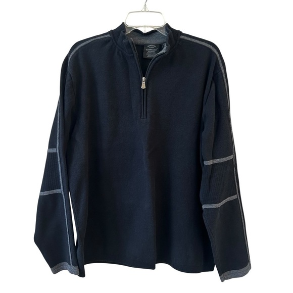 Black and Gray Zip Up Sweater Cozy and Classic - Picture 1 of 9